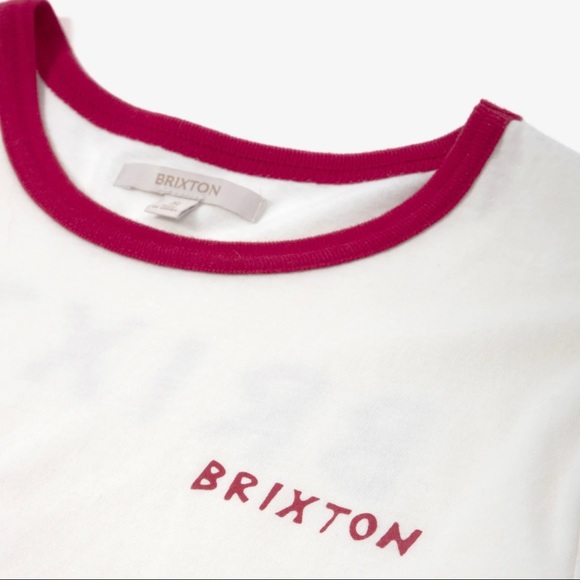 Brixton New Wave Vintage Ringer Tee 100% Cotton Off White/Red Size S - Picture 7 of 8